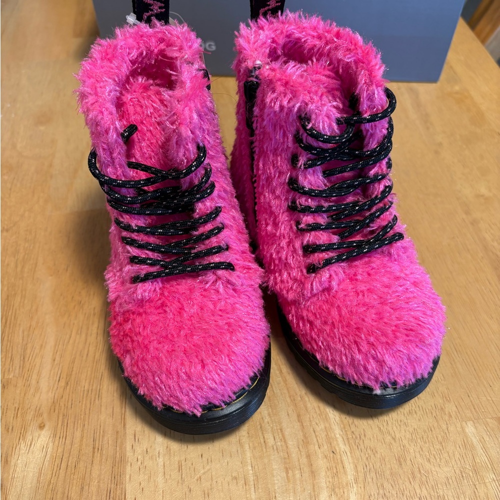 Dr. Martens Pink Fuzzy Boots